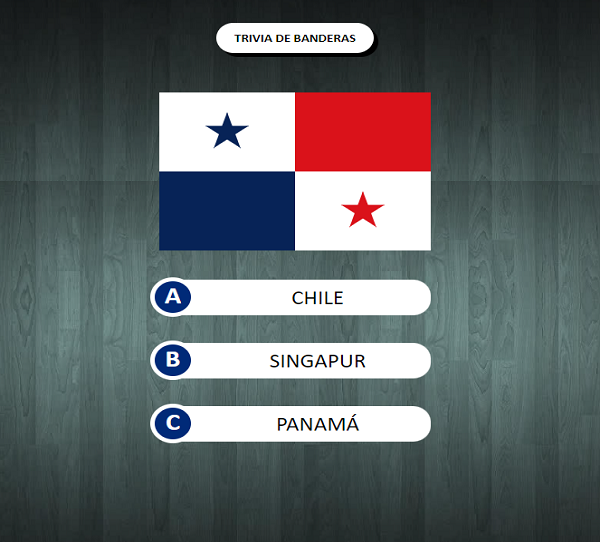 pagina sobre una trivia de preguntas relacionadas a banderas